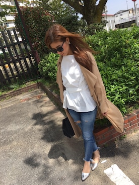 「Ungrid（アングリッド）のフレイドヘムストスリ（デニムパンツ）」を使った、yumiさん（レディース・160cm）の春コーディネート