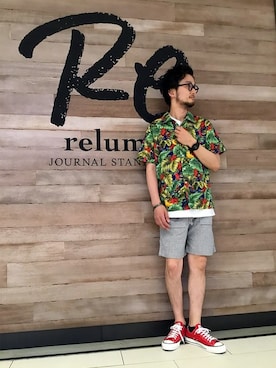 「mellow people（メローピープル）のアイテム」を使った、KUBOさん（メンズ・177cm）の夏コーディネート
