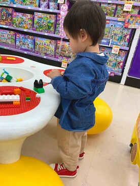 「ボーダー×デニム」｜「アイテム（その他）」を使った、すんこ／なちきさん（キッズ・90cm）の春コーディネート