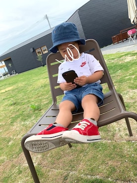 「赤い靴」｜すんこ／なちきさん（キッズ・90cm）の夏コーディネート