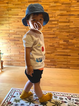 「グラニフ」｜「アイテム（その他）」を使った、すんこ／なちきさん（キッズ・90cm）の夏コーディネート