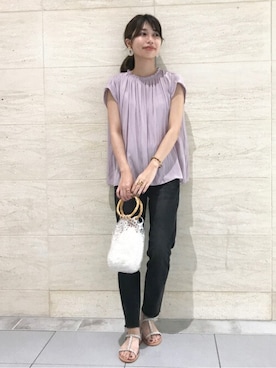 「ブラウス×デニム」｜yukimiさん（レディース・160cm）の夏コーディネート