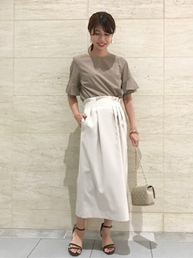 「ラッフルスリーブ」｜yukimiさん（レディース・160cm）の夏コーディネート