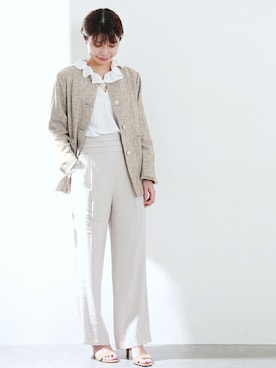 「La TOTALITE（ラトータリテ）のアイテム（ノーカラージャケット）」を使った、yukimiさん（レディース・160cm）の春コーディネート