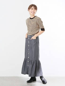 「アイテム（デニムスカート、グレー系）」を使った、yukimiさん（レディース・160cm）の夏コーディネート