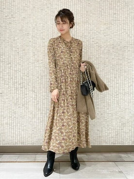 「La TOTALITE（ラトータリテ）のアイテム（ワンピース）」を使った、yukimiさん（レディース・160cm）の秋コーディネート