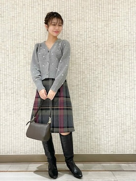 「ビジューニット」｜yukimiさん（レディース・160cm）の冬コーディネート