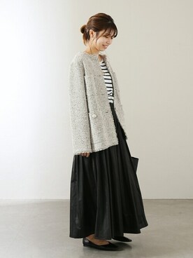 「La TOTALITE（ラトータリテ）のアイテム（ノーカラージャケット）」を使った、yukimiさん（レディース・160cm）の冬コーディネート