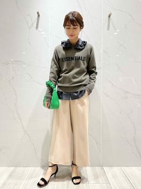 「ロゴニット」｜「アイテム（サンダル）」を使った、yukimiさん（レディース・160cm）の冬コーディネート
