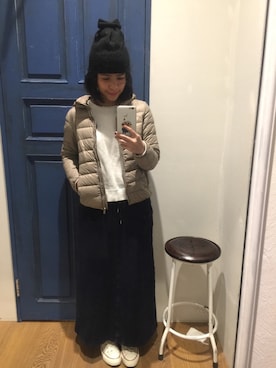 「MONKI（モンキ）のアイテム（帽子）」を使った、mandihさん（レディース・165cm）の冬コーディネート