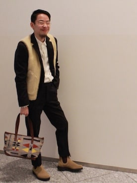 「WORK NOT WORK URBAN RESEARCH（ワークノットワークアーバンリサーチ）のアイテム（テーラードジャケット）」を使った、Makiyaさん（メンズ・175cm）の冬コーディネート