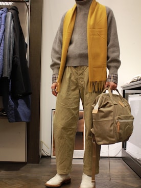 「anello（アネロ）のアイテム」を使った、Makiyaさん（メンズ・175cm）の冬コーディネート
