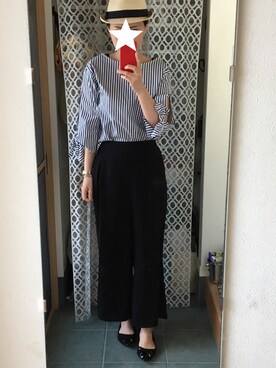 「GU（ジーユー）のアイテム（パンツ、ブラック系）」を使った、tomokoさん（レディース・164cm）の春コーディネート