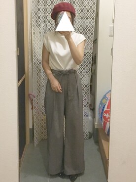 「GU（ジーユー）のアイテム（パンツ、グレー系）」を使った、tomokoさん（レディース・164cm）の秋コーディネート