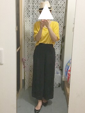 「GU（ジーユー）のアイテム（パンツ、ブラック系）」を使った、tomokoさん（レディース・164cm）の秋コーディネート