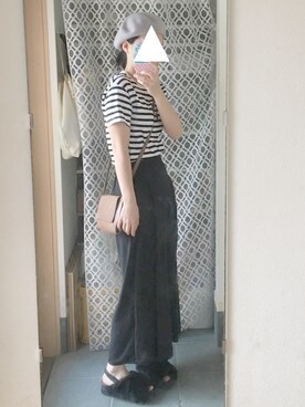 「GU（ジーユー）のアイテム（ハンチング/ベレー帽、グレー系）」を使った、tomokoさん（レディース・164cm）の秋コーディネート