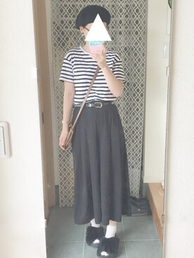 「GU（ジーユー）のアイテム（パンツ、ブラック系）」を使った、tomokoさん（レディース・164cm）の秋コーディネート