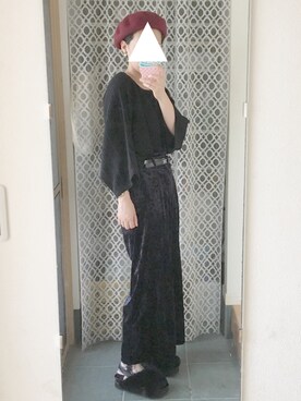 「GU（ジーユー）のアイテム（パンツ、ブルー系）」を使った、tomokoさん（レディース・164cm）の秋コーディネート