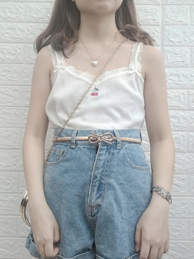 「盐系风格」｜「アイテム（キャミソール）」を使った、shuimumuさん（レディース・145cm）の夏コーディネート