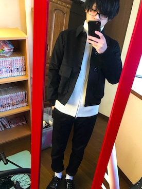 「アイテム（ピアス（片耳用））」を使った、106さん（メンズ・166cm）の冬コーディネート