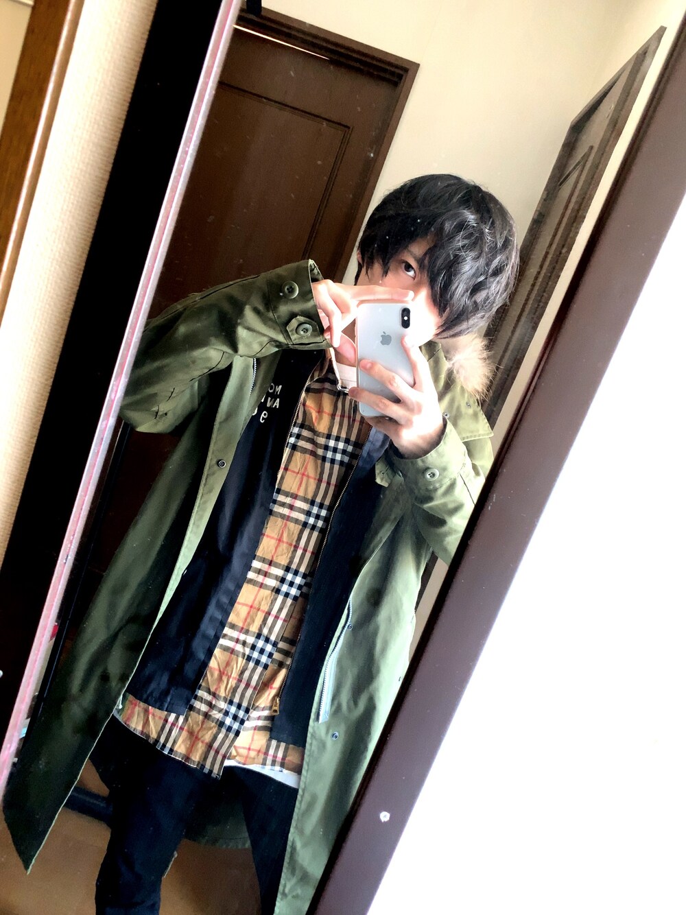 「テーラー東洋、ベトジャン、スヌーピー、フレッドペリー、FRED PERRY、モッズコート、アウターONアウター、burberry、UNIQLO、オトナカジュアル」｜「FRED PERRYの【Begin11月号掲載】FRED PERRY: SHIPS別注 フィッシュテール モッズパーカー■（モッズコート、グリーン系）」を使った、106さん（メンズ・166cm）の秋コーディネートの1枚目の写真