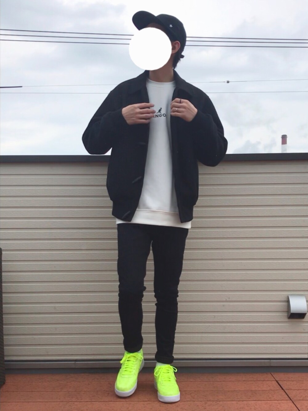 「ジェットキャップ、GU、Kim jones、ウールジャケット、KANGOL、スウェット、スキニーパンツ、AIR FORCE 1、プチプラ、いいね、save、フォローお願いします🤑」｜「2 class.icsのスタージェットキャップ（キャップ、ブラック系）」を使った、ファルルさん（メンズ・173cm）の冬コーディネートの1枚目の写真