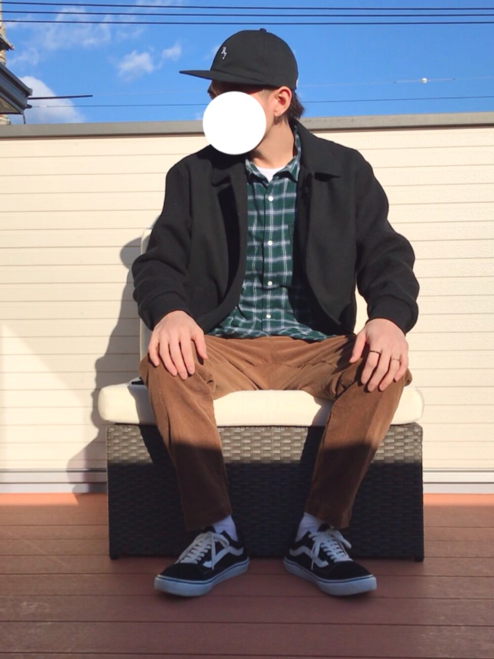 「ベースボールキャップ、GU、Kim jones、ウールブルゾン、チェックシャツ、コーデュロイパンツ、アンクルパンツ、プチプラ、おしゃれさんと繋がりたい、いいね、save、フォローお願いします🤑」｜「GUのアイテム（シャツ/ブラウス、グリーン系）」を使った、ファルルさん（メンズ・173cm）の冬コーディネートの1枚目の写真
