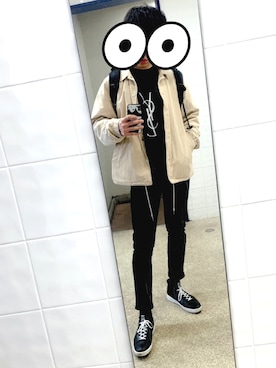 「Yves Saint Laurent（イヴサンローラン）のアイテム（スウェット）」を使った、Yopiさん（メンズ・173cm）の春コーディネート