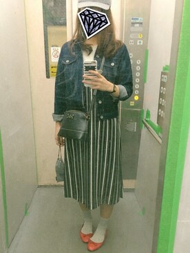 「UNIQLO（ユニクロ）のワッフルクルーネックT（5分袖）（Tシャツ/カットソー）」を使った、きんめさん（レディース・163cm）の春コーディネート