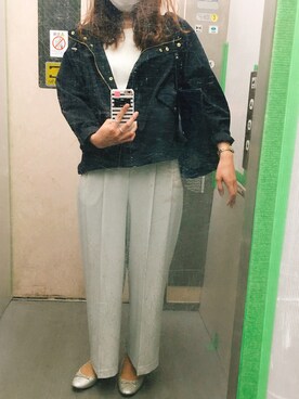 「UNIQLO（ユニクロ）のワッフルクルーネックT（5分袖）（Tシャツ/カットソー）」を使った、きんめさん（レディース・163cm）の春コーディネート