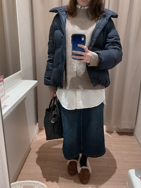 「アイテム（モカシン/デッキシューズ）」を使った、きんめさん（レディース・163cm）の冬コーディネート