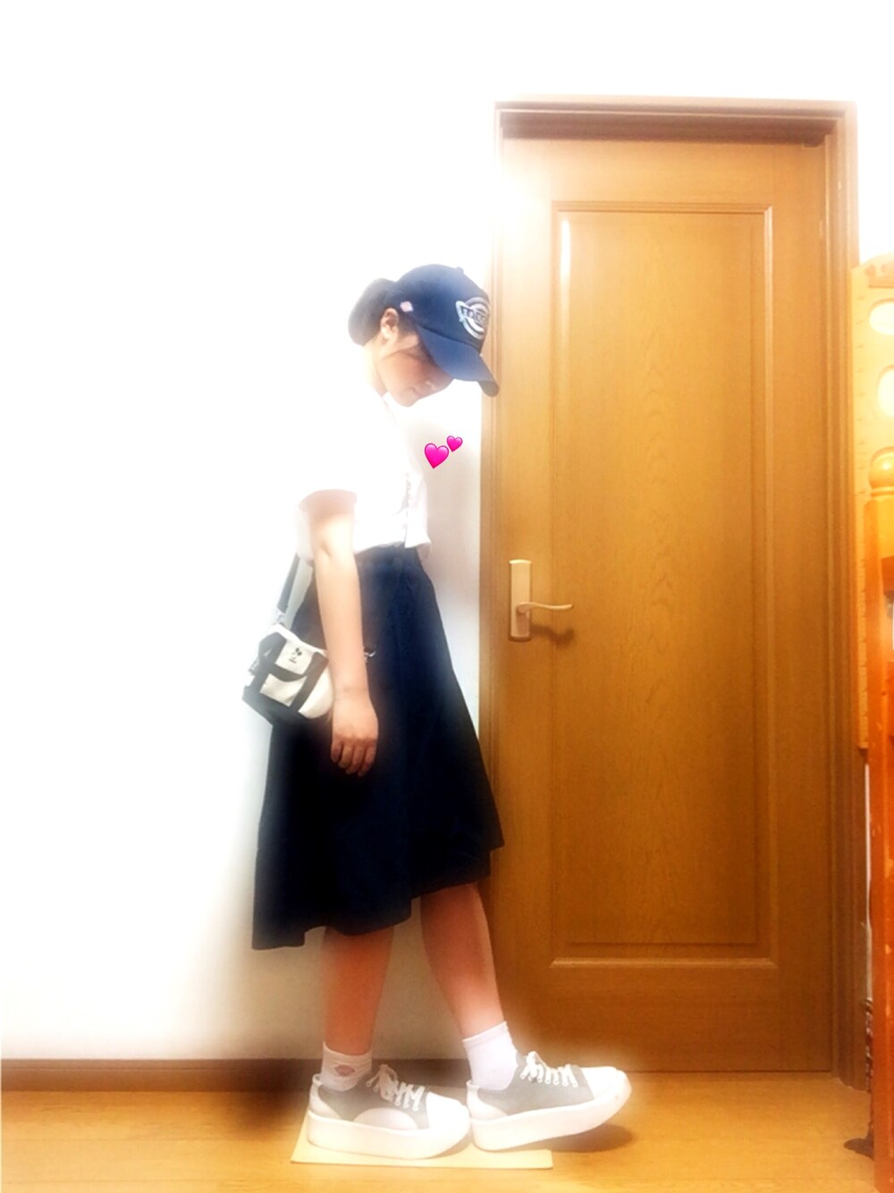 「outfit、summer、casual、sneakers、Tokyo bopper、Dickies、キャップ、UNIQLO、UT」｜「Dickiesのアイテム（キャップ、ブルー系）」を使った、佳澄さん（レディース・161cm）の夏コーディネートの1枚目の写真