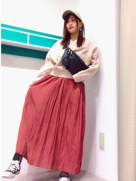 「RAY CASSIN（レイカズン）のアイテム（キャップ）」を使った、🌼すず🌼さん（レディース・152cm）の冬コーディネート