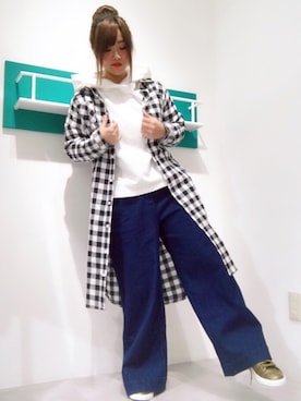 「RAY CASSIN（レイカズン）のアイテム（シャツワンピース）」を使った、🌼すず🌼さん（レディース・152cm）の冬コーディネート