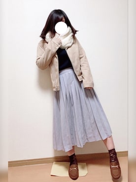 「RAY CASSIN（レイカズン）のアイテム（ライダースジャケット）」を使った、🌼すず🌼さん（レディース・152cm）の冬コーディネート