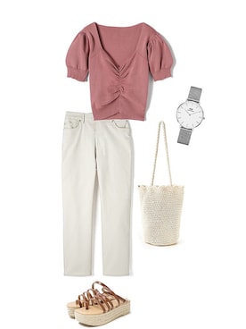 「Daniel Wellington（ダニエルウェリントン）の販売終了クラシックペティット アッシュフィールド32mm（アナログ腕時計）」を使った、🌼すず🌼さん（レディース・152cm）の夏コーディネート