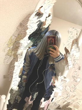 「黒スキニー」｜「アイテム（スタジャン）」を使った、まーぴ【相互フォロー】さん（レディース・160cm）の春コーディネート