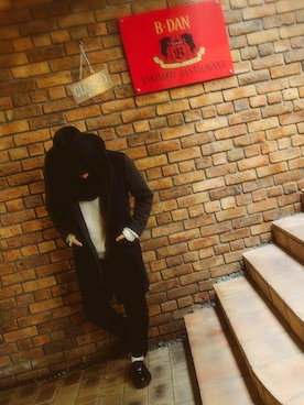 「SEVENDAYS=SUNDAY（セブンデイズサンデイ）のアイテム（チェスターコート）」を使った、cherry boyさん（メンズ・180cm）の冬コーディネート