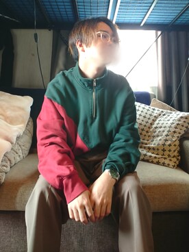 「Time is on（タイムイズオン）のアイテム（パンツ）」を使った、youさん（メンズ・162cm）の秋コーディネート
