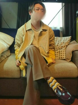「Time is on（タイムイズオン）のアイテム（パンツ）」を使った、youさん（メンズ・162cm）の秋コーディネート