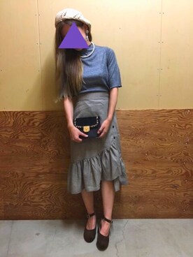 「グリッター」｜「アイテム（ハンチング/ベレー帽）」を使った、チャンさん（レディース・156cm）の夏コーディネート