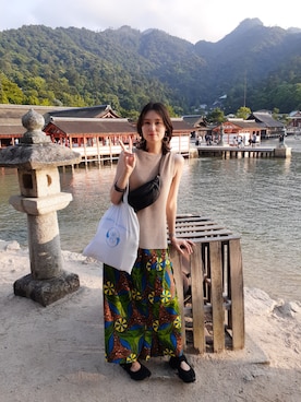 「アイテム（ボディバッグ/ウエストポーチ）」を使った、もりしさん（レディース・167cm・20代）の夏コーディネート