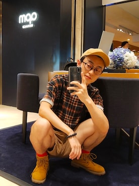 「PULL&BEAR（プルアンドベア）のアイテム（ブーツ）」を使った、犀牛さん（メンズ・175cm）の夏コーディネート
