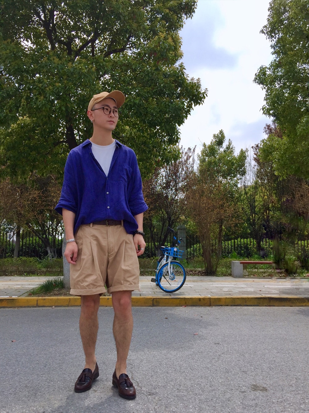 「ootd、夏、休闲、日系极简、基础款、男の子、ZARA」｜「TRENDIANOのアイテム（シャツ/ブラウス、ブルー系）」を使った、犀牛さん（メンズ・175cm）の夏コーディネートの1枚目の写真