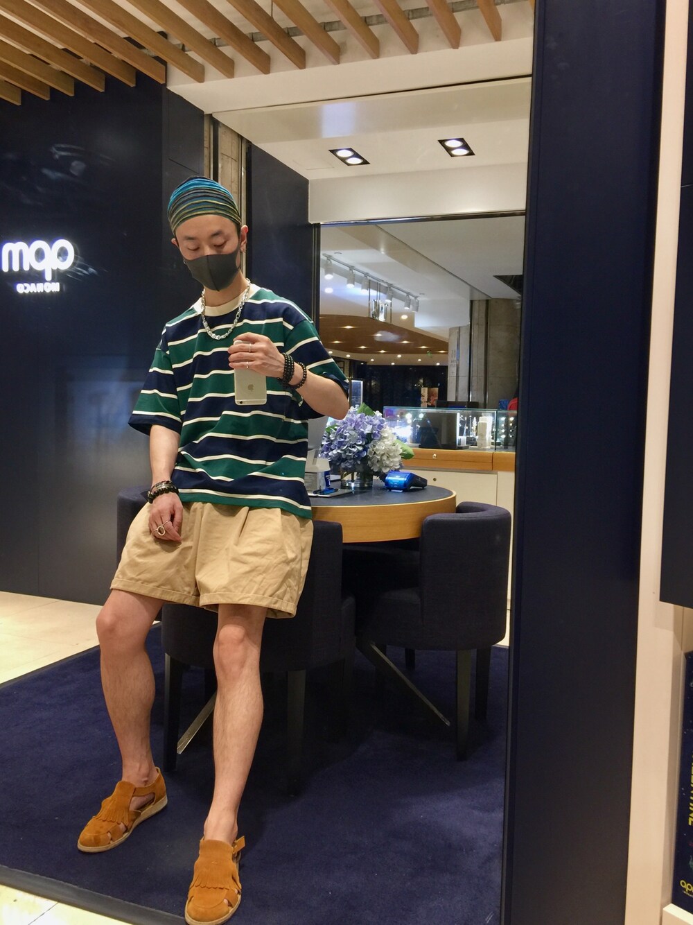 「ootd、夏、街头搭配、休闲、复古、工装裤、渔夫帽」｜「mixsevenのアイテム（Tシャツ/カットソー、グリーン系）」を使った、犀牛さん（メンズ・175cm）の夏コーディネートの1枚目の写真