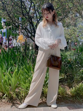 「WEGO（ウィゴー）のアイテム（シャツ/ブラウス、ホワイト系）」を使った、_aoiさん（レディース・152cm）の春コーディネート