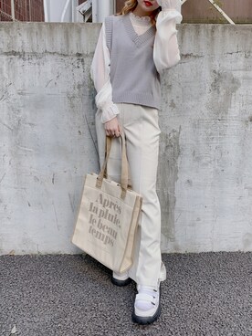 「WEGO（ウィゴー）のアイテム（その他パンツ、ホワイト系）」を使った、_aoiさん（レディース・152cm）の春コーディネート
