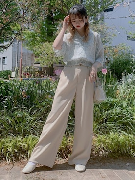 「WEGO（ウィゴー）のアイテム（その他パンツ、ホワイト系）」を使った、_aoiさん（レディース・152cm）の春コーディネート