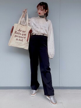 「WEGO（ウィゴー）のアイテム（その他パンツ、ブラック系）」を使った、_aoiさん（レディース・152cm）の春コーディネート