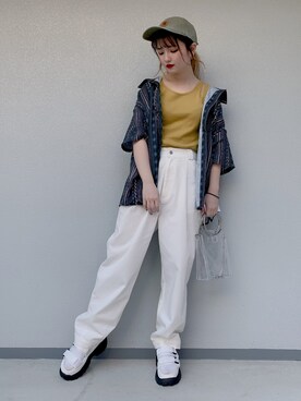 「WEGO（ウィゴー）のアイテム（その他パンツ、ホワイト系）」を使った、_aoiさん（レディース・152cm）の春コーディネート